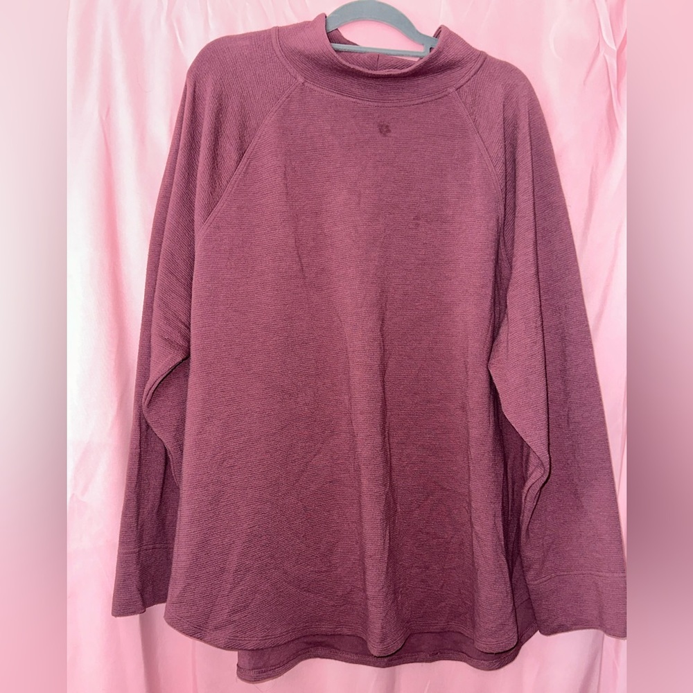 Ava & Viv Long Sleeve Mockneck Turtleneck Crepe Textured Sweatshirt